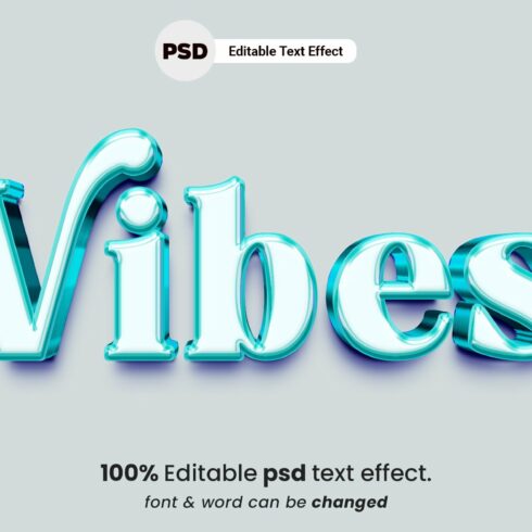 Vibes 3d editable PSD text effectcover image.
