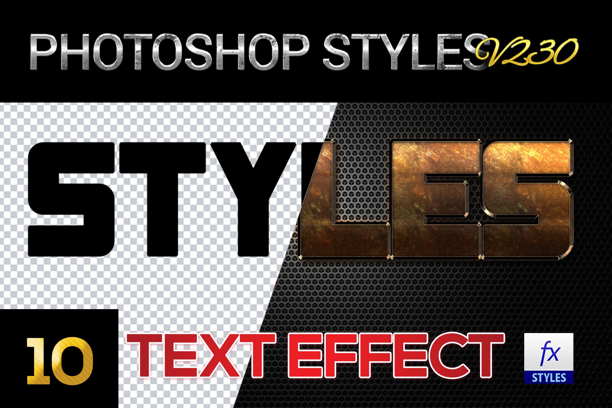 10 creative Photoshop Styles V230cover image.