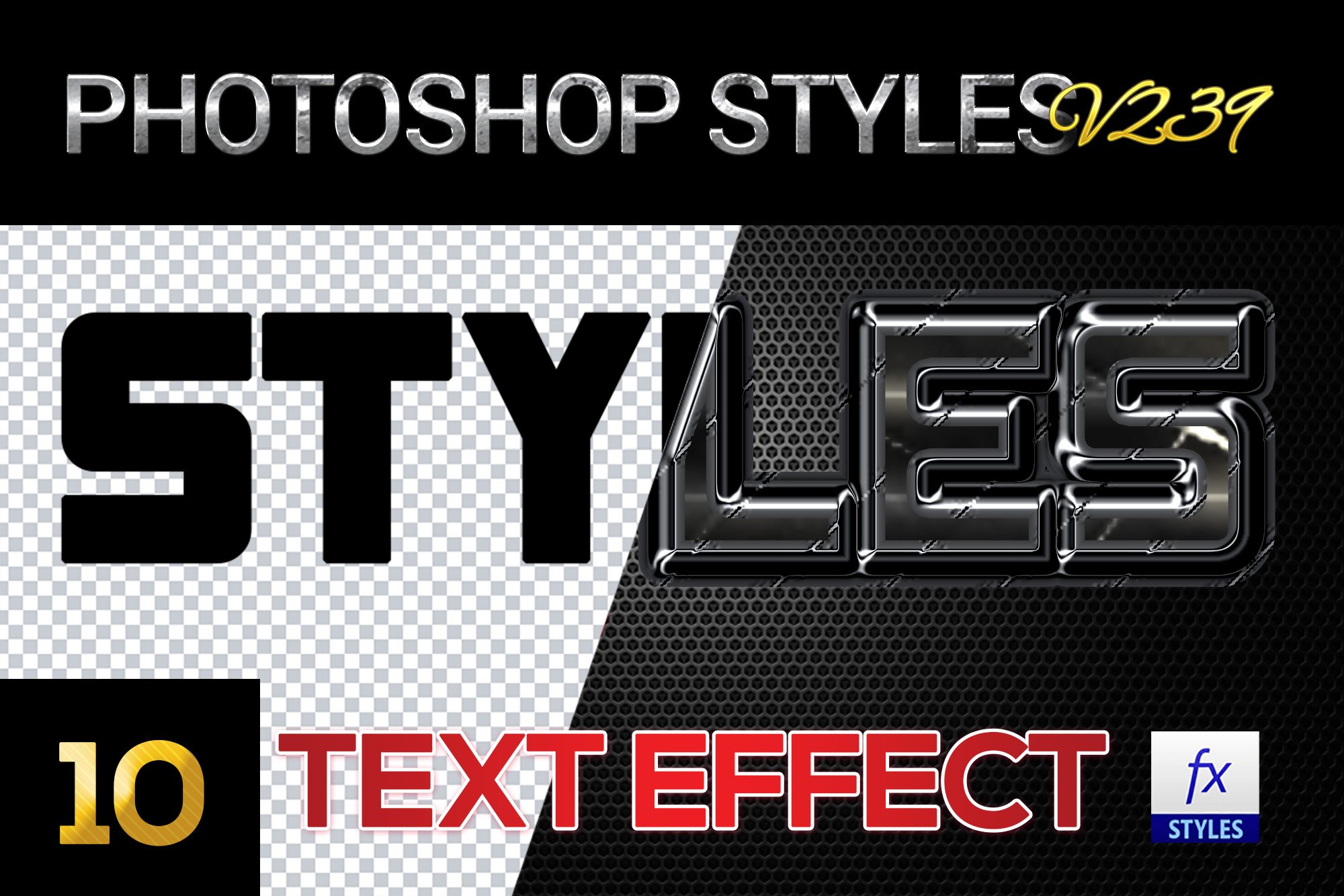 10 creative Photoshop Styles V239cover image.