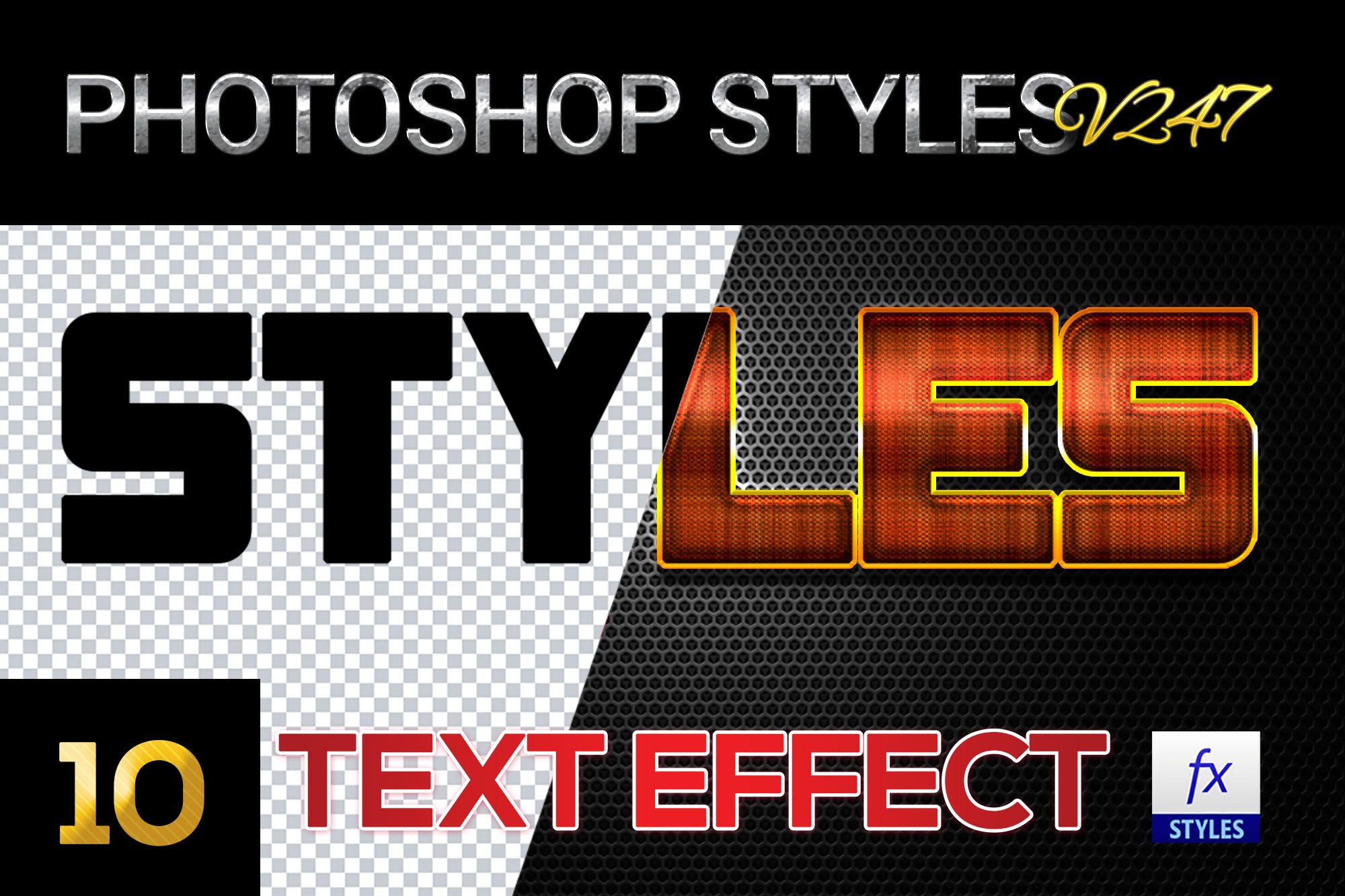 10 creative Photoshop Styles V247cover image.