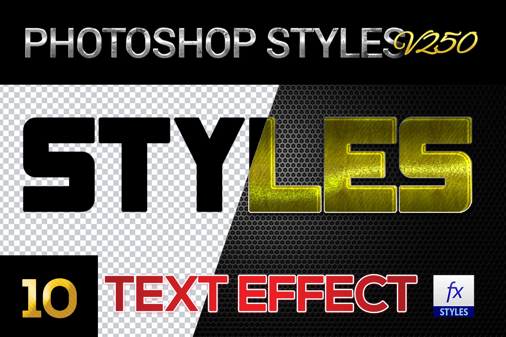 10 creative Photoshop Styles V250cover image.