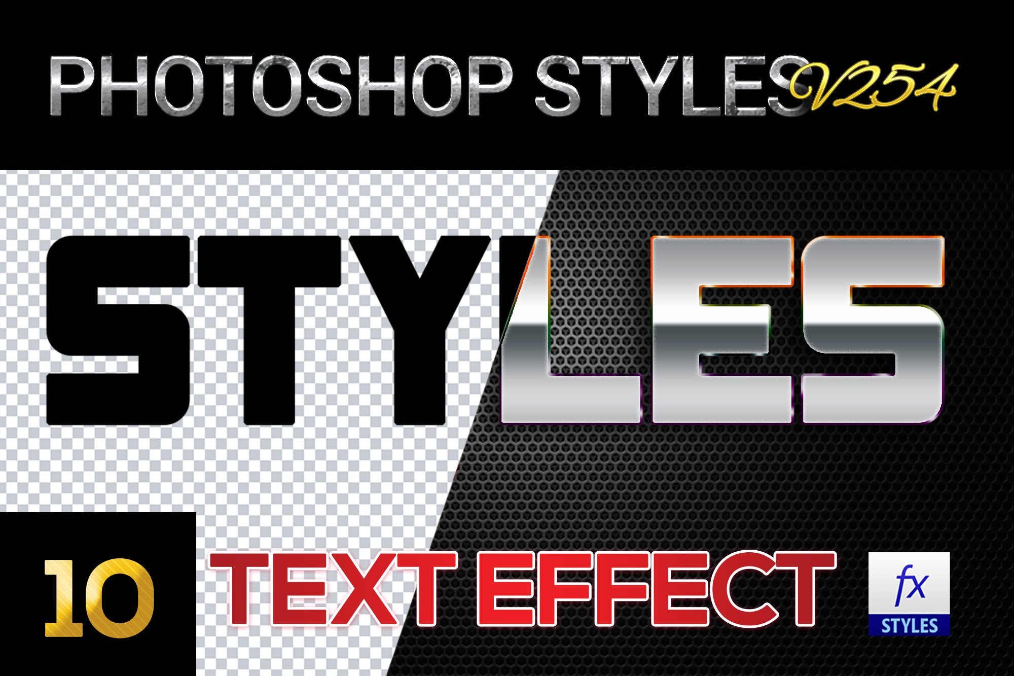 10 creative Photoshop Styles V254cover image.