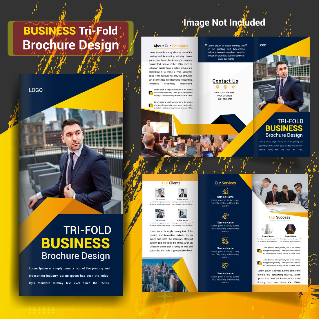 Business Tri Fold Brochure Profile Template Design cover image.