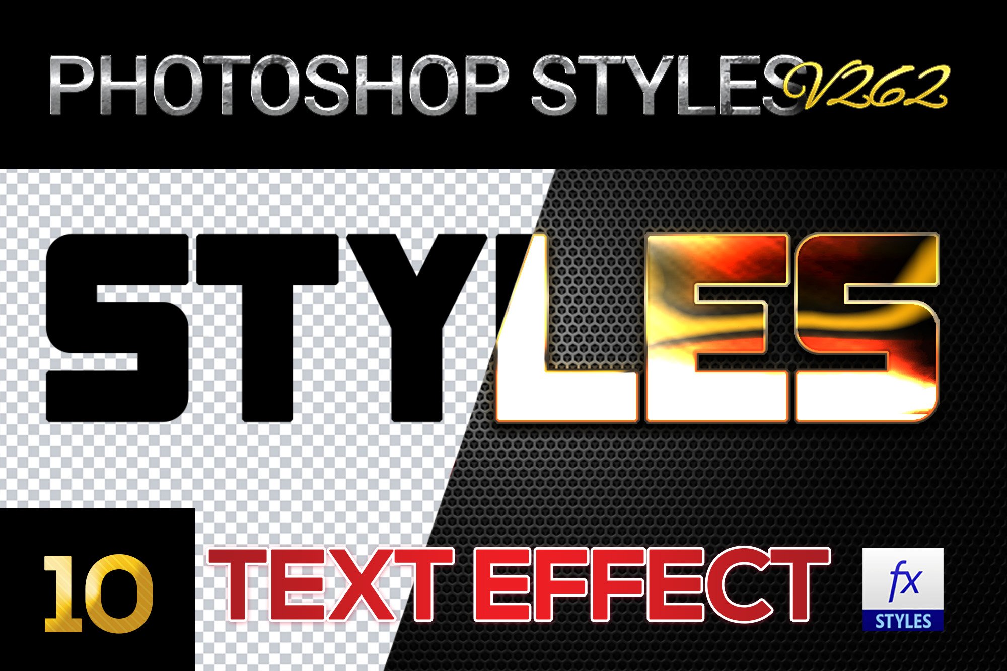 10 creative Photoshop Styles V262cover image.