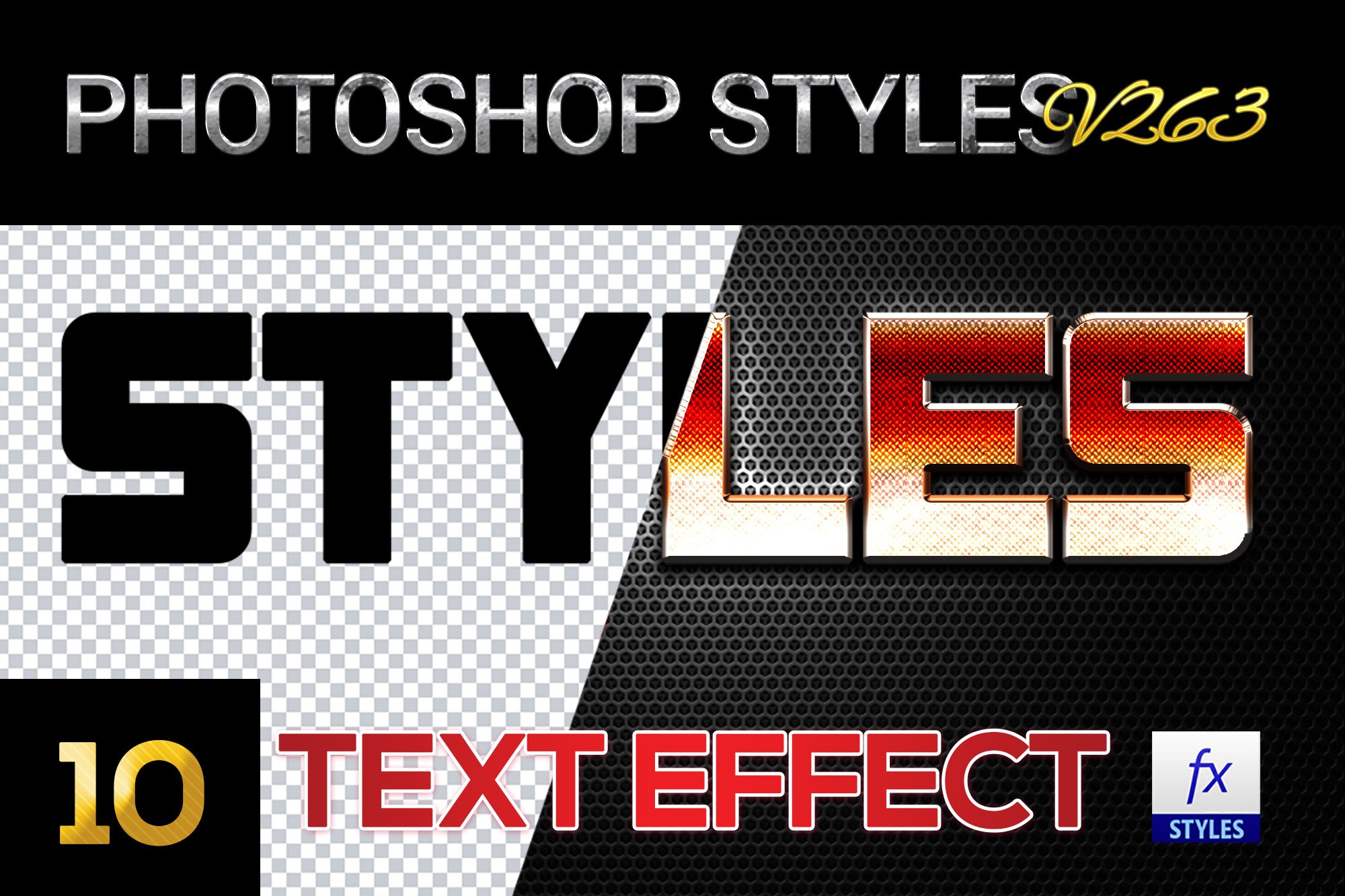 10 creative Photoshop Styles V263cover image.