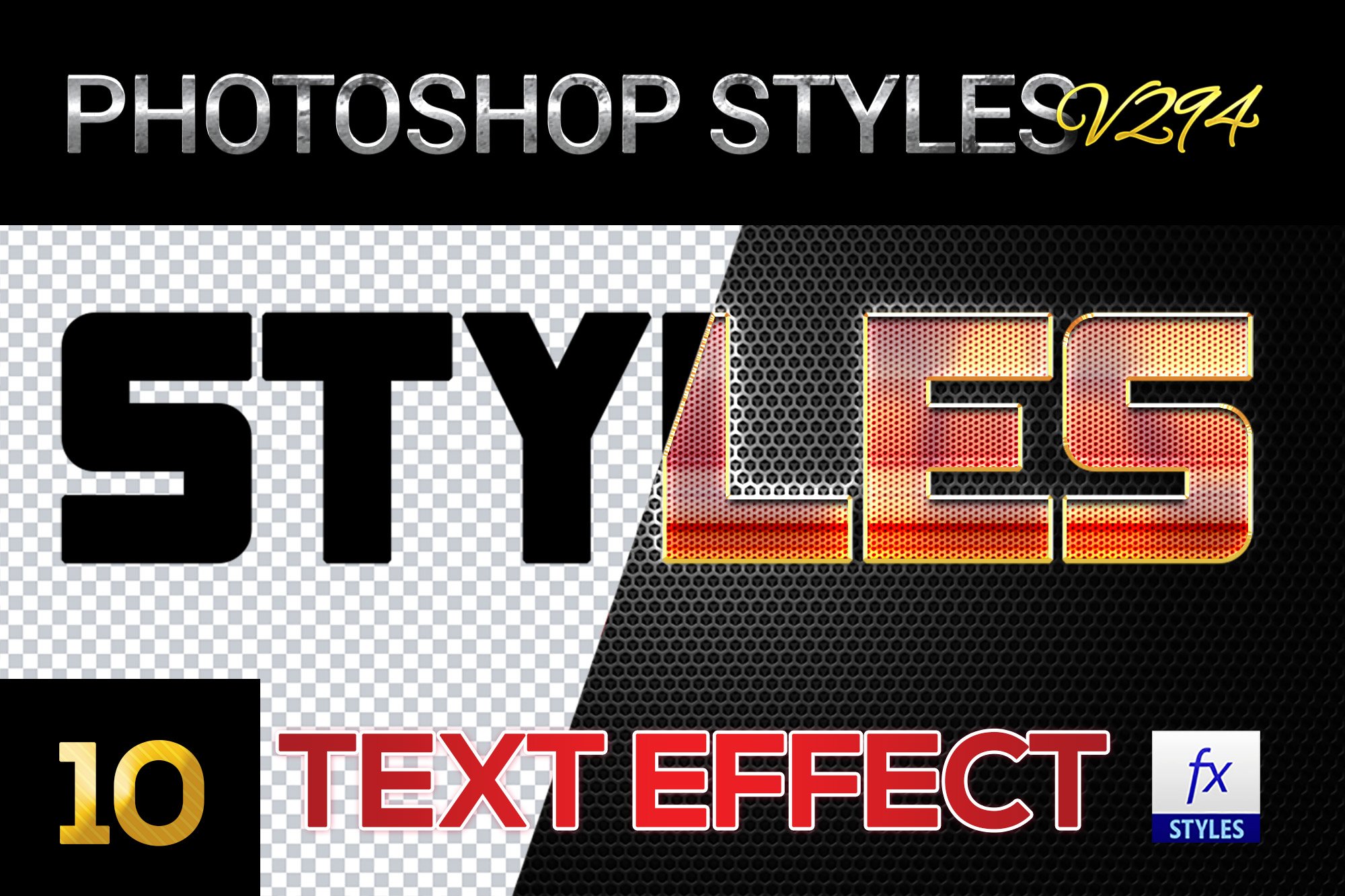 10 creative Photoshop Styles V295cover image.