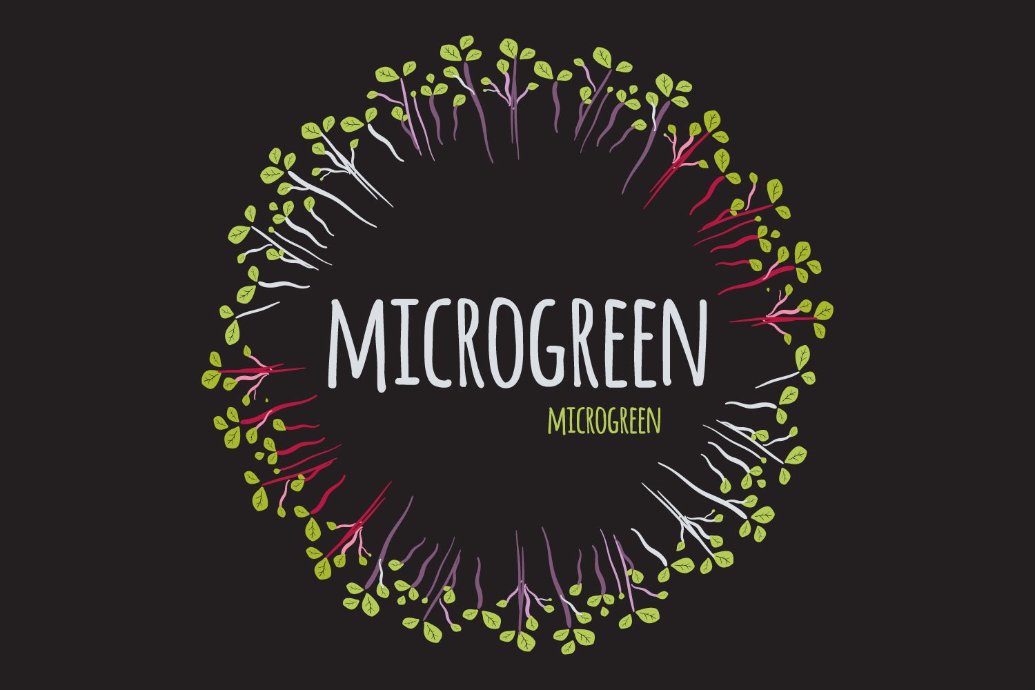Circle with the words microgreen written in it.
