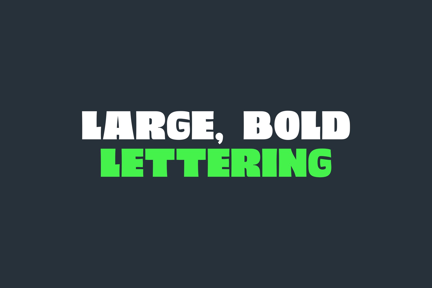 A black background with a green and white lettering that says large.