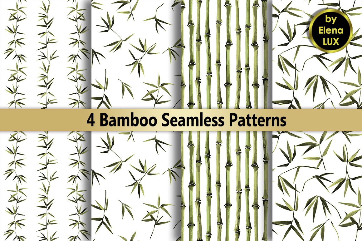 Four bamboo seamless patterns.