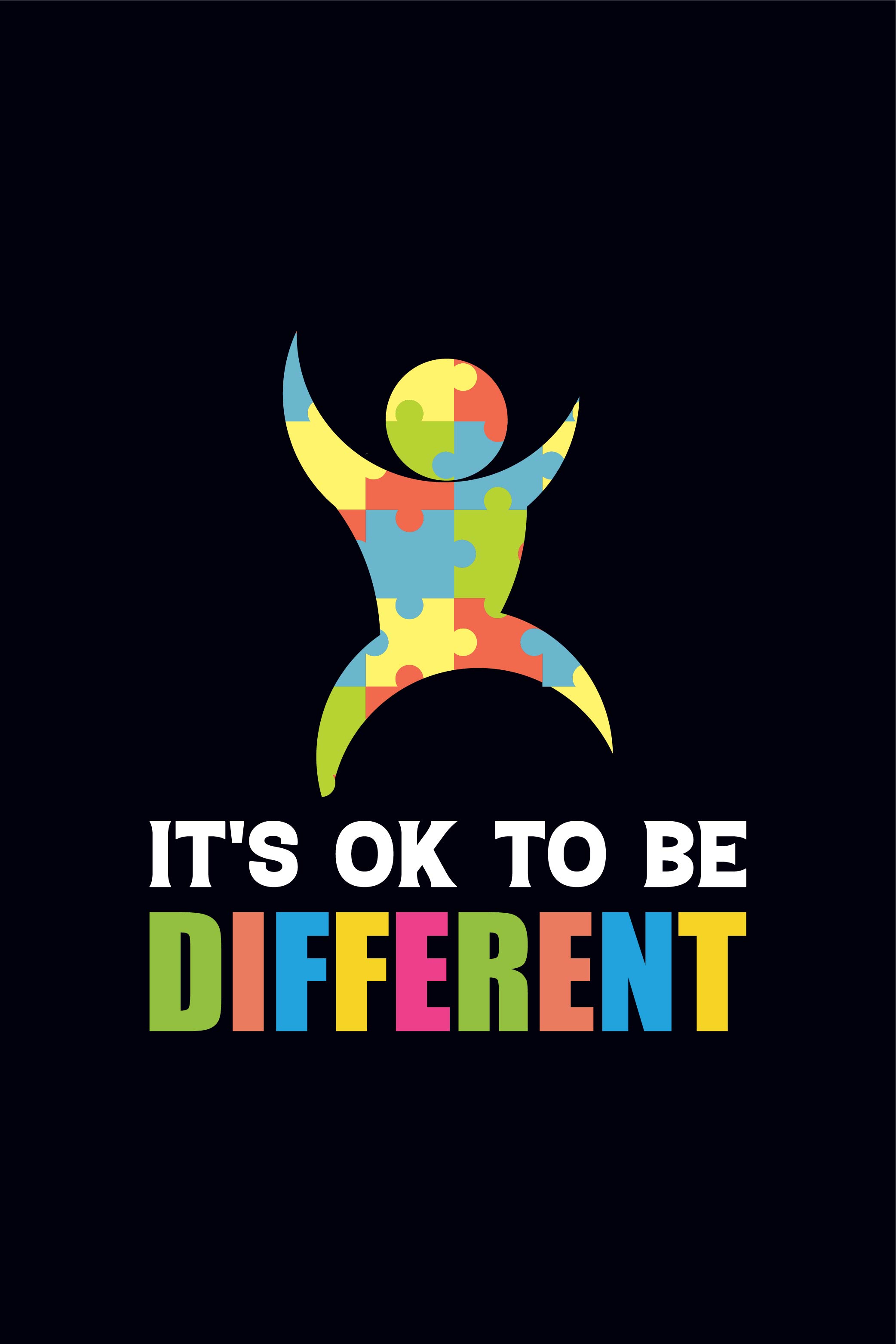 Its ok to be different Autism t-shirt design template pinterest preview image.