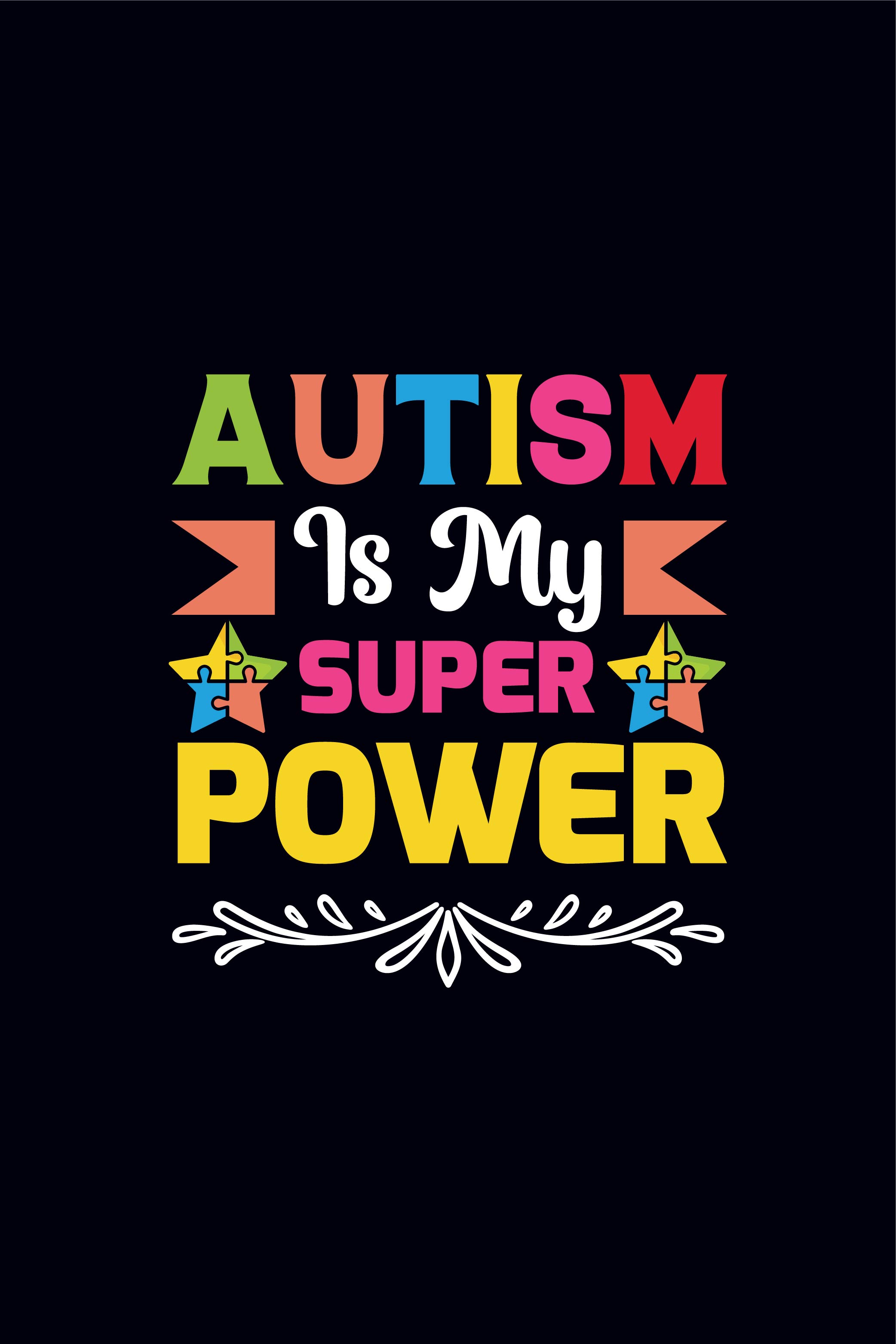 Autism is my super power Autism t-shirt design template pinterest preview image.