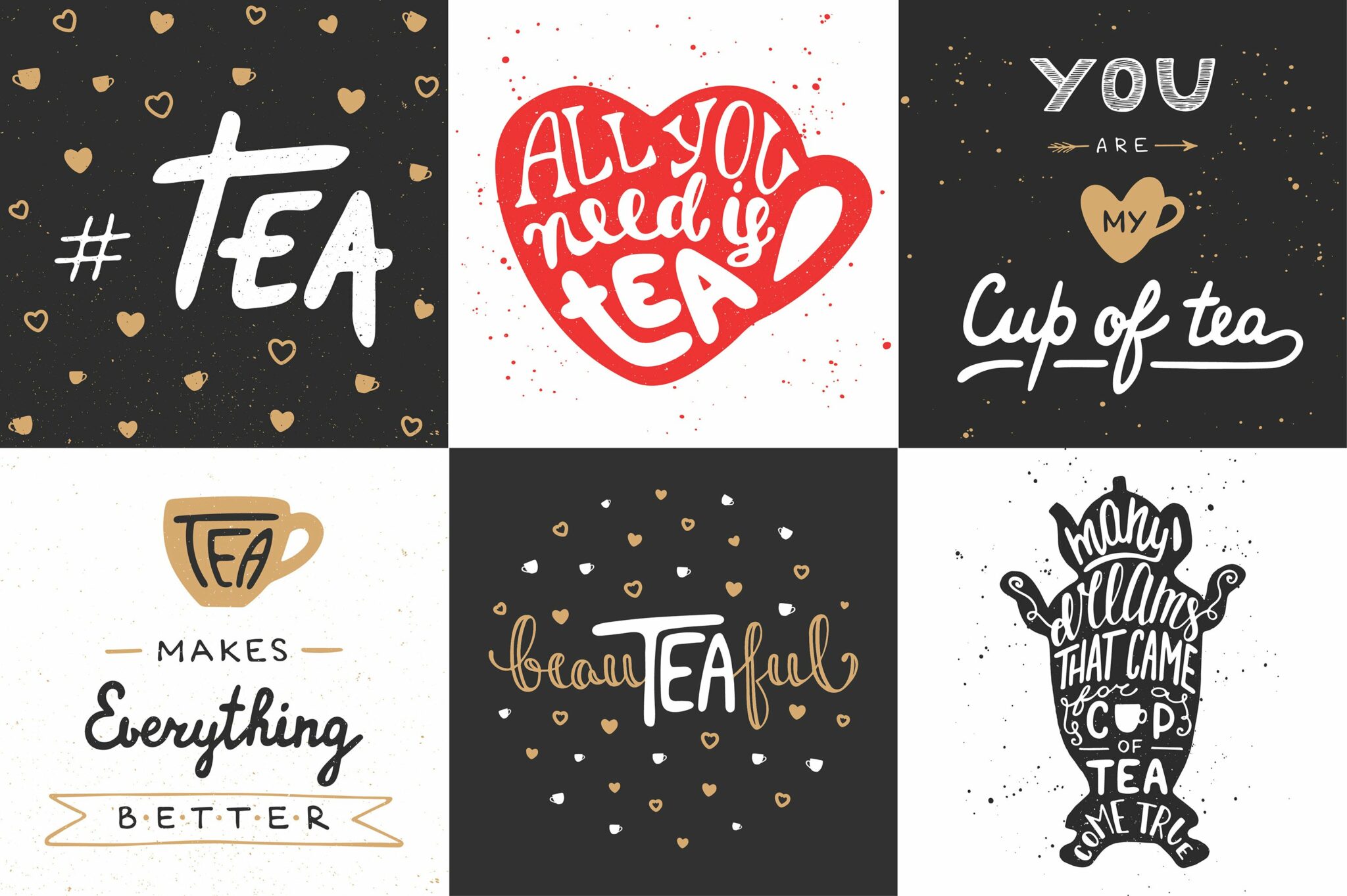 Tea Hand Drawn Lettering and Posters – MasterBundles