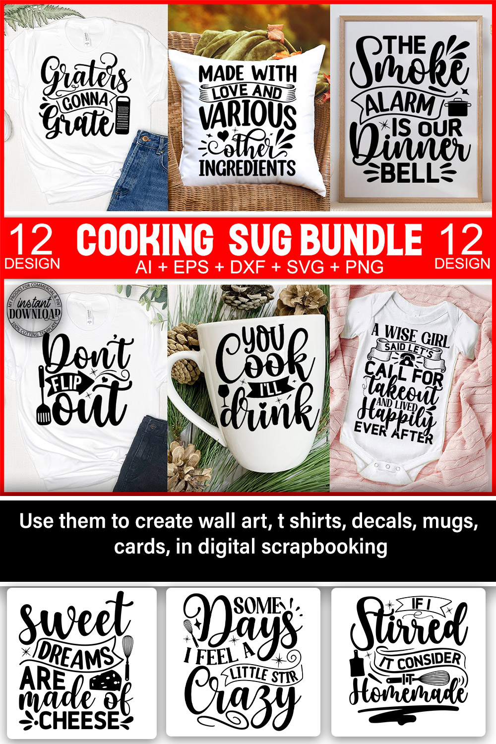 cooking svg bundle pinterest preview image.