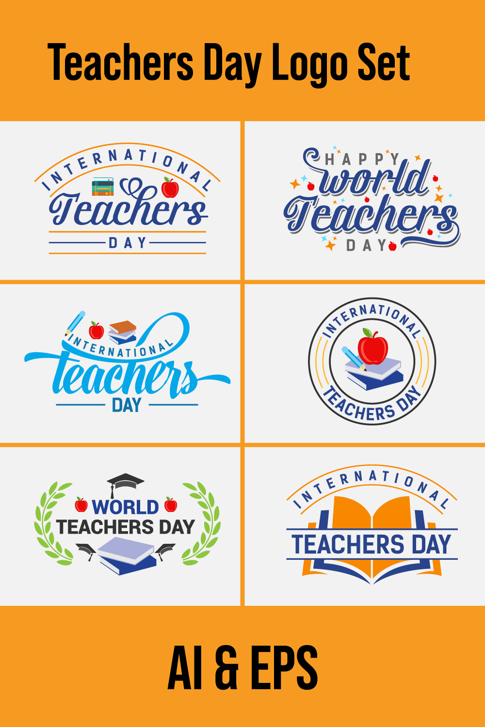 Happy world teachers\' day vector illustration for poster, brochure, banner, and greeting card pinterest preview image.