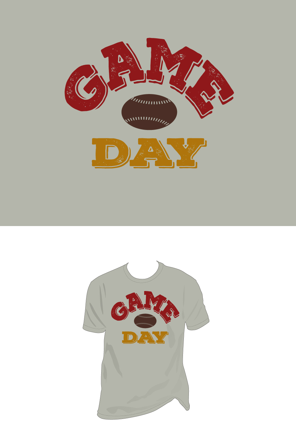 Game Day t shirt design vintage Grunge effect Vector t- shirt Design pinterest preview image.