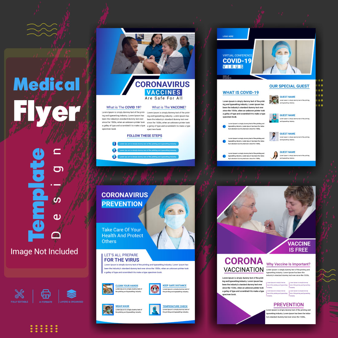Medical healthcare flyer Vector design template preview image.