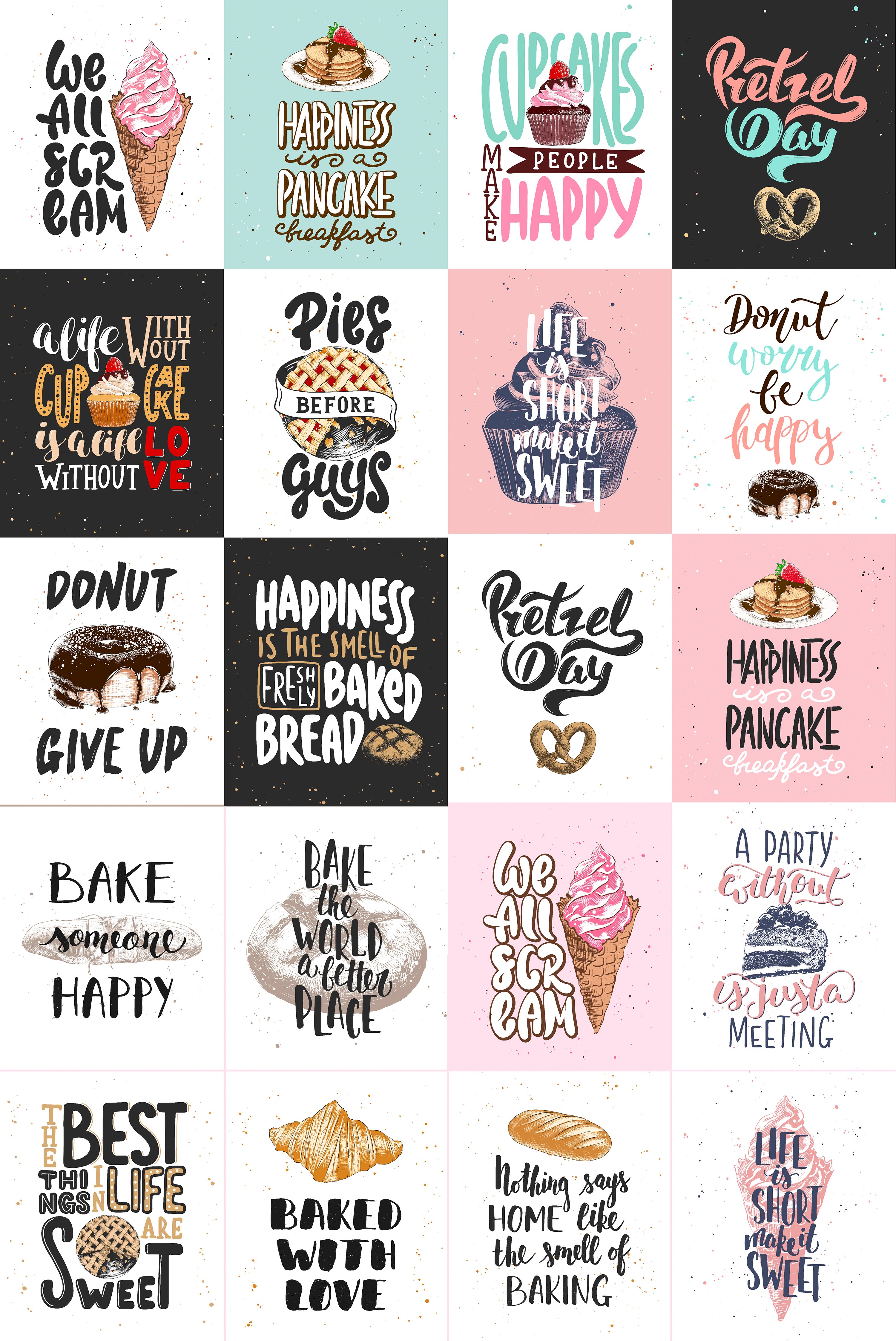 A bunch of different types of lettering on a pink and blue background.