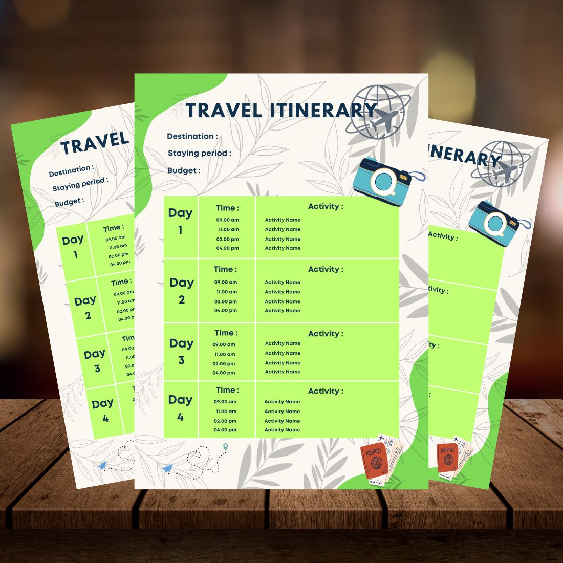 Travel Itinerary green cover image.