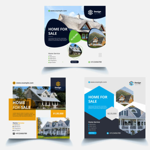3 Home For Sale Social Media post Design in 1 Combo cover image.