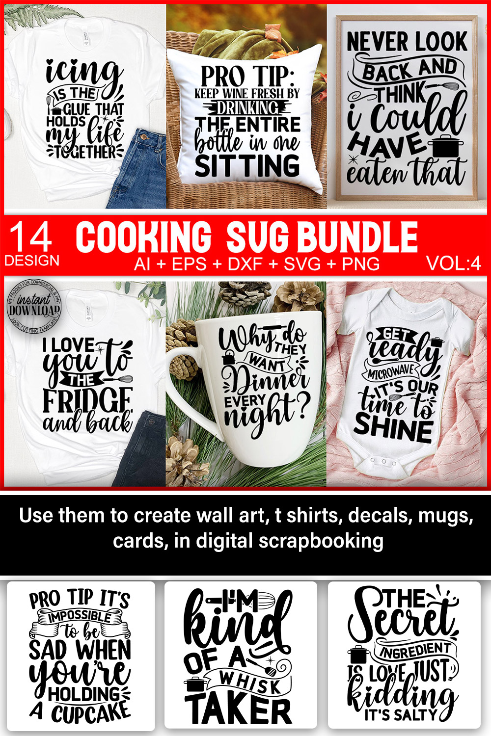 cooking svg bundle pinterest preview image.