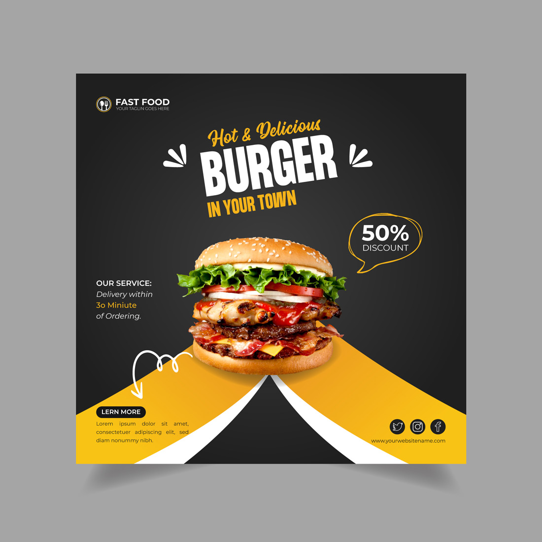 Food and restaurant social media Banner post template only-$2 cover image.