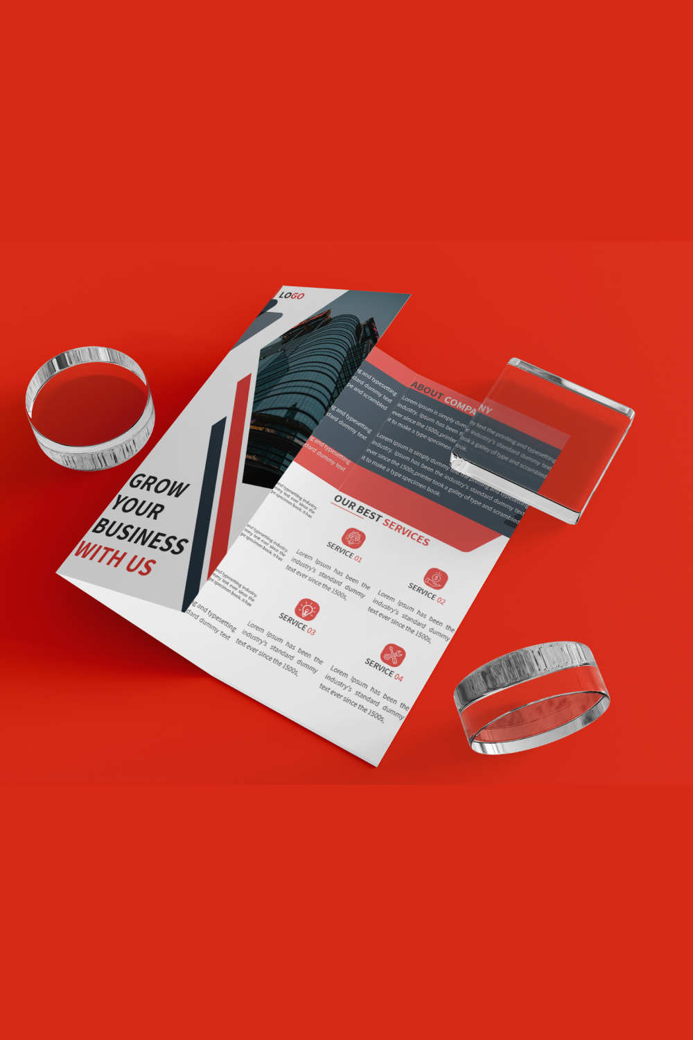 Corporate trifold brochure business template pinterest preview image.