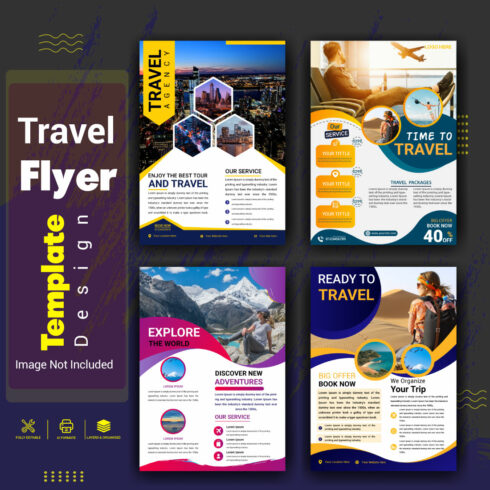 Travel Tour sale flyer vector template design cover image.