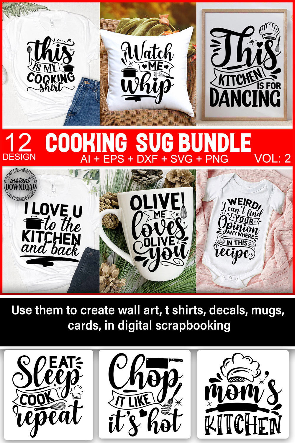 cooking svg bundle pinterest preview image.