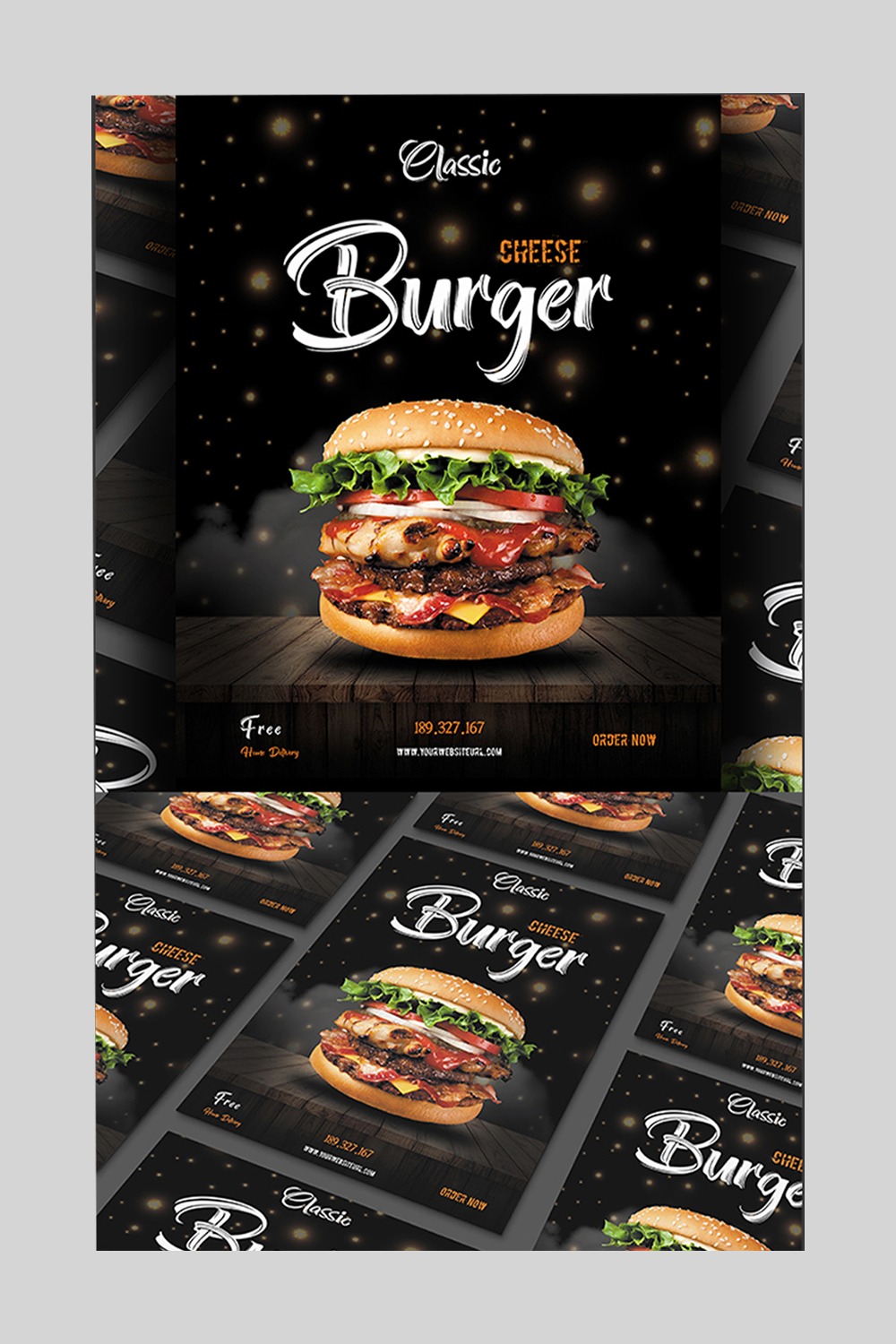 Unique burger restaurant poster/Flyer design in just 5$ pinterest preview image.