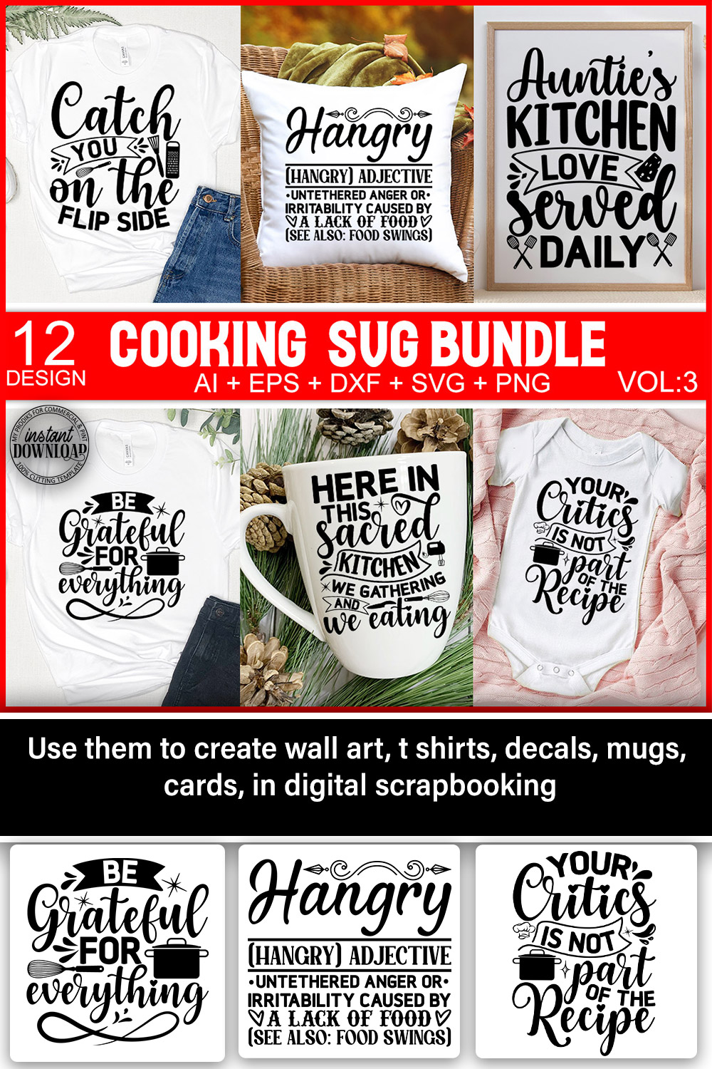 cooking svg bundle pinterest preview image.