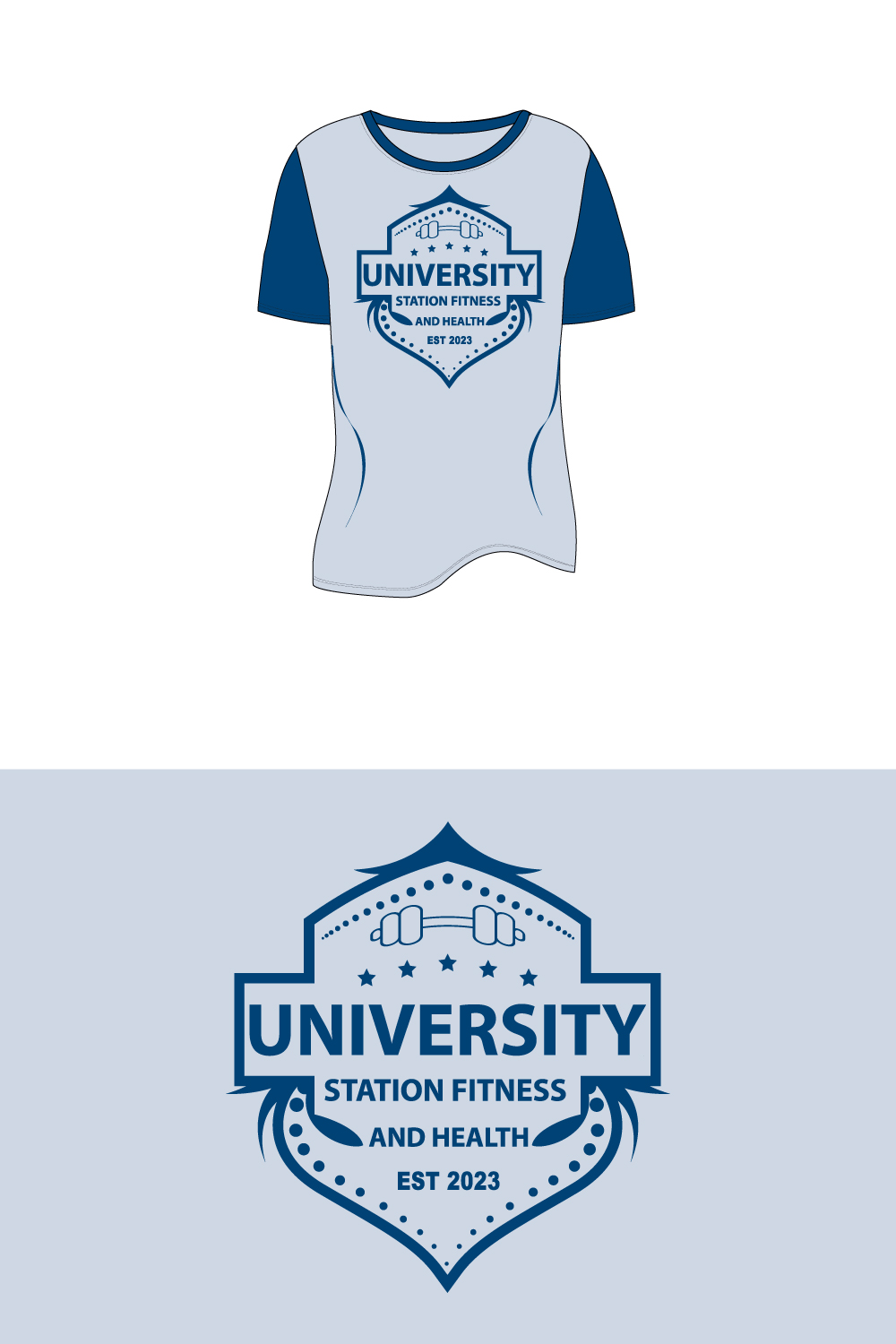 University Station Fitness and Health 2023 Logotype t Shirt Design pinterest preview image.