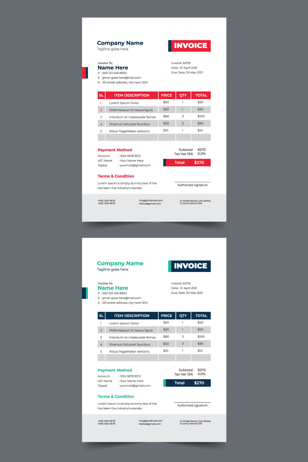 Invoice Design pinterest preview image.