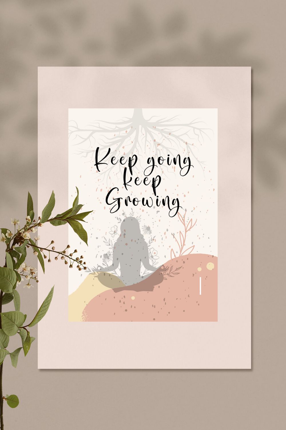 Keep Going Keep Growing Quote, Bohemian Style Poster, Printable, Boho Wall Art pinterest preview image.