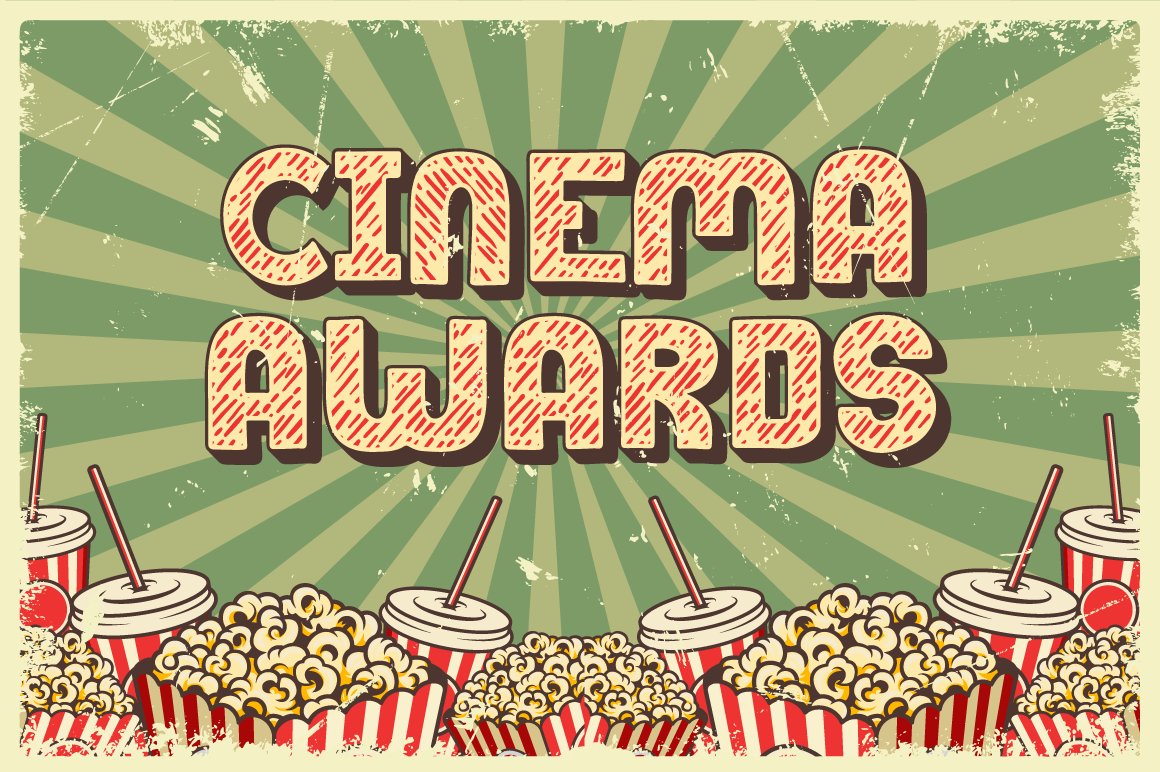 3 cinema award use vintage font with popcorn background 628