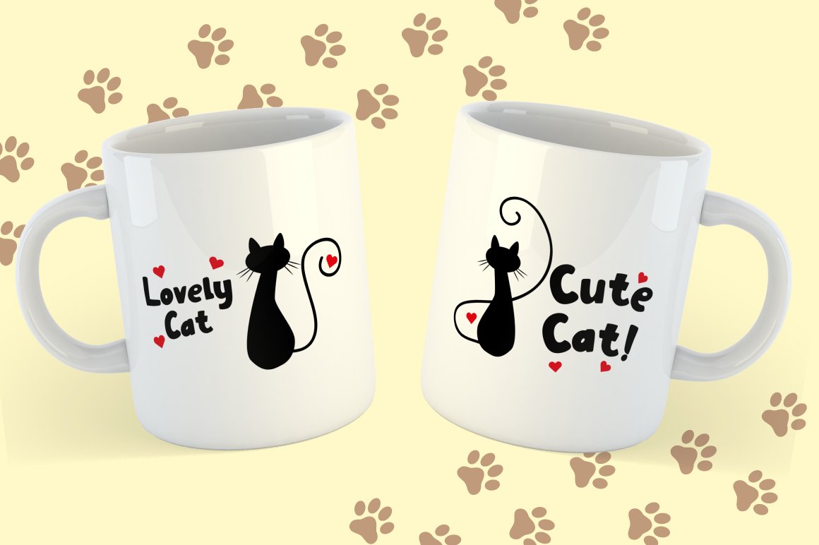 3 cute silhouette cat mug design 884