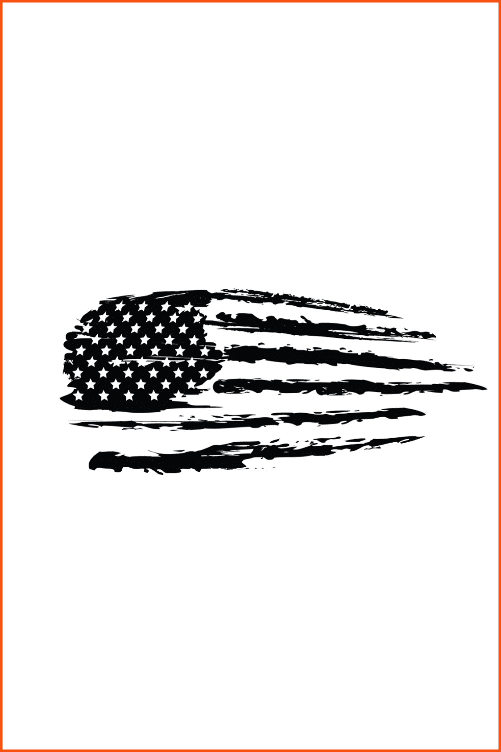 Black and white image of the American flag in the form of a wing.