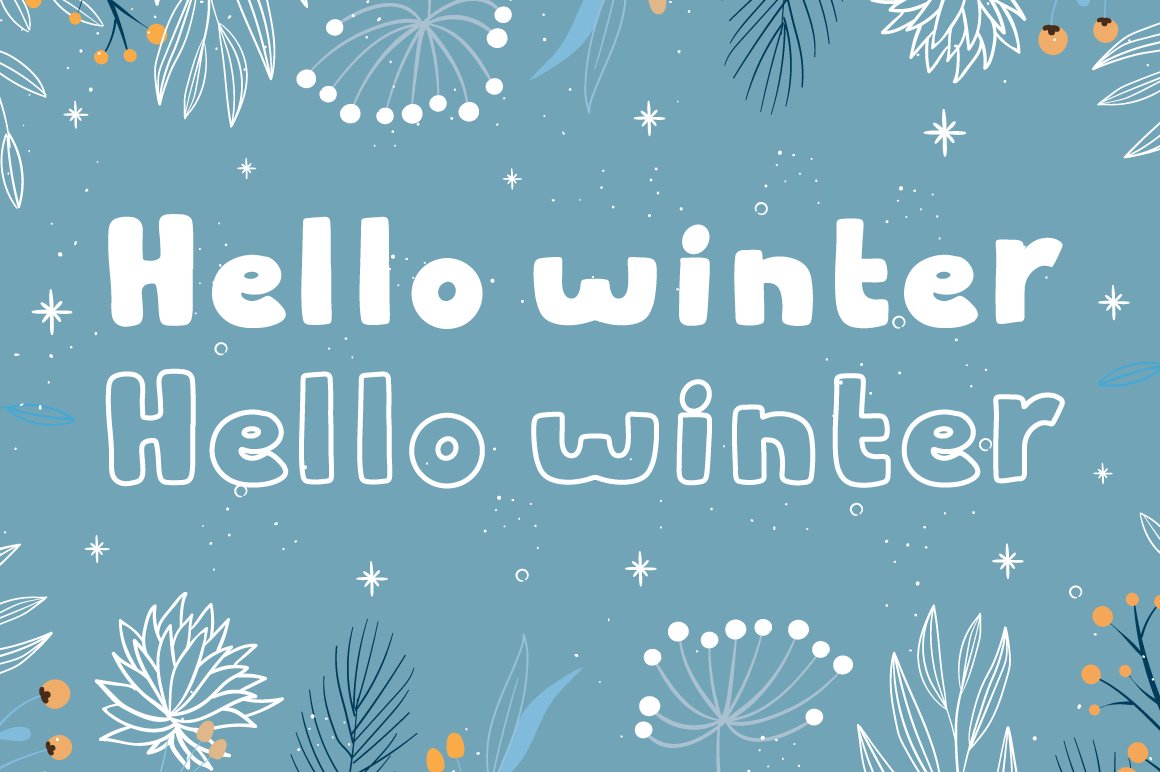 3 hello winter with hand drawn cute floral and sparkling 434