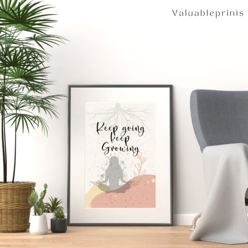 Keep Going Keep Growing Quote, Bohemian Style Poster, Printable, Boho Wall Art cover image.
