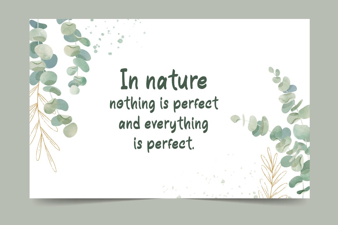 3 perfect nature quotes with green and gold leaves 484