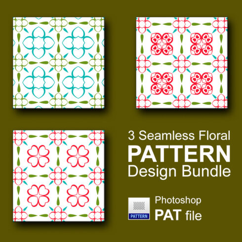 3 Seamless Floral Heart Valentine PATTERN Design Bundle cover image.
