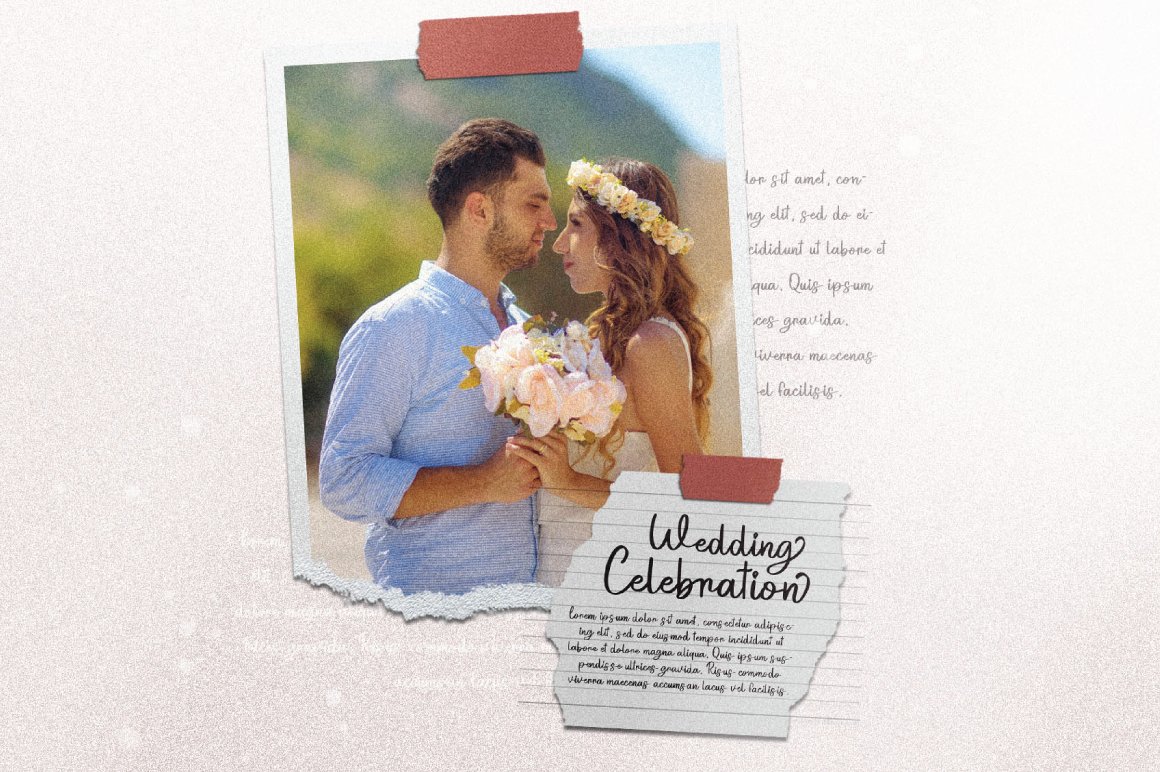 3 wedding celebration romantic couple with yellow flower and paper 874