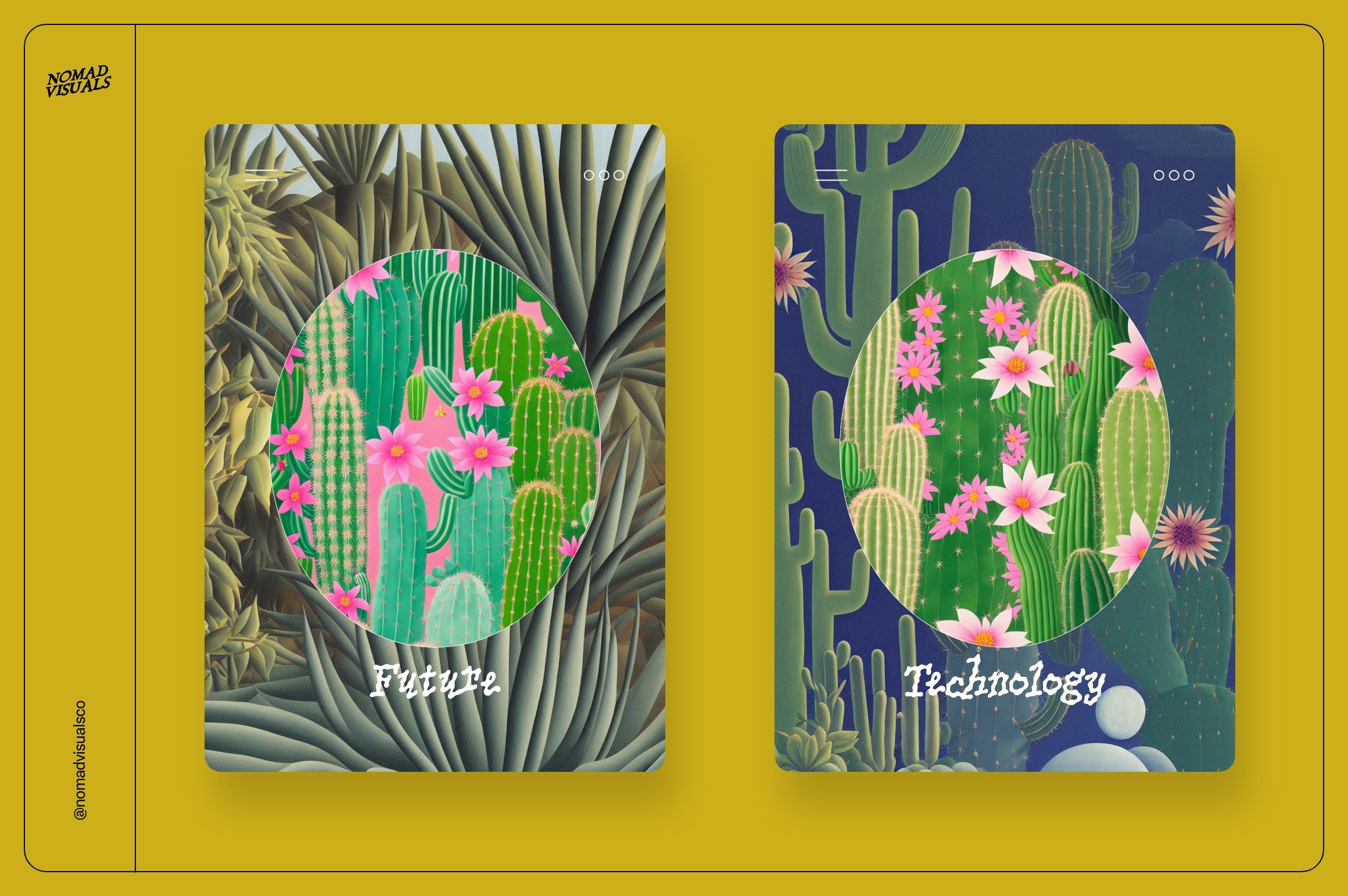 Couple of cards with cactus designs on them.