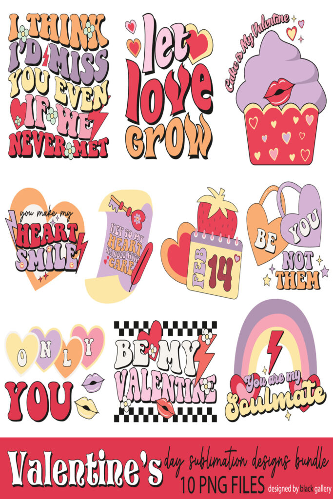 Retro Valentines Day PNG Sublimation Bundle - MasterBundles
