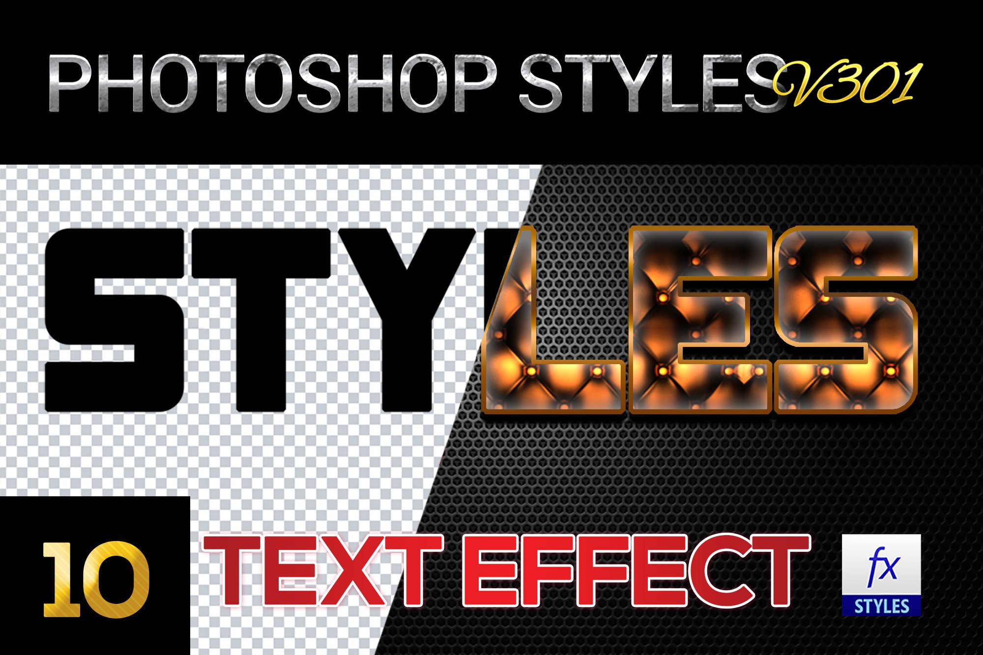 10 creative Photoshop Styles V301cover image.