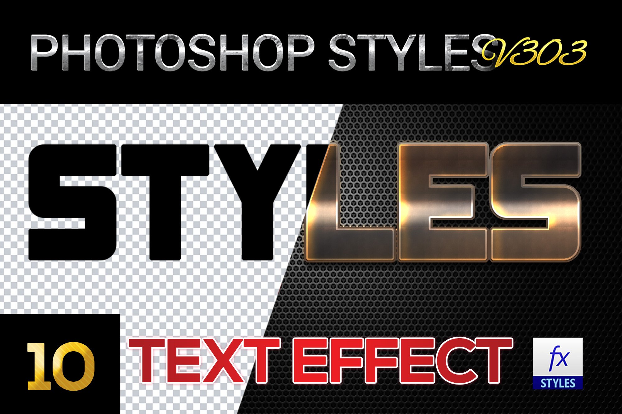 10 creative Photoshop Styles V303cover image.