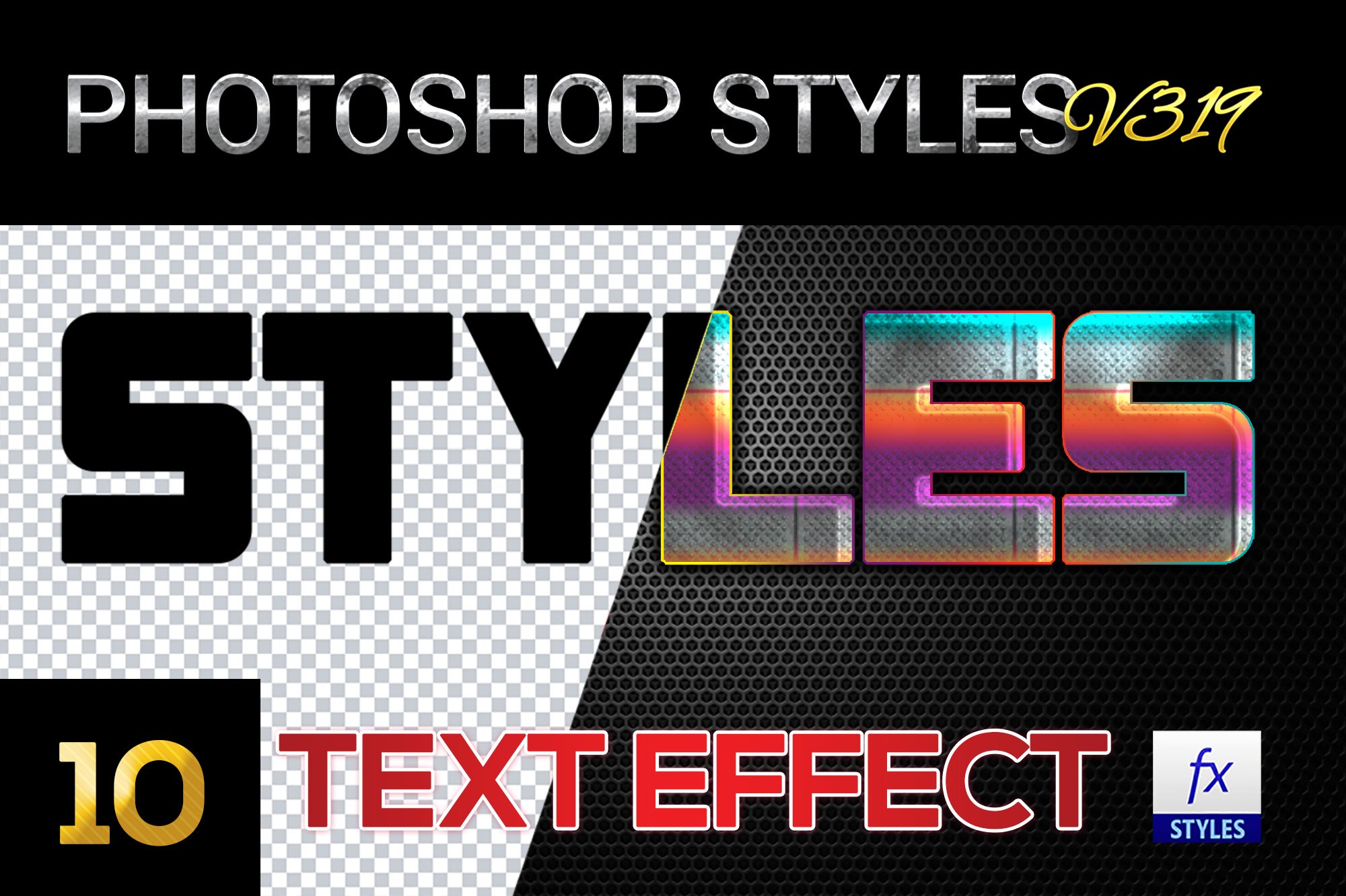 10 creative Photoshop Styles V319cover image.