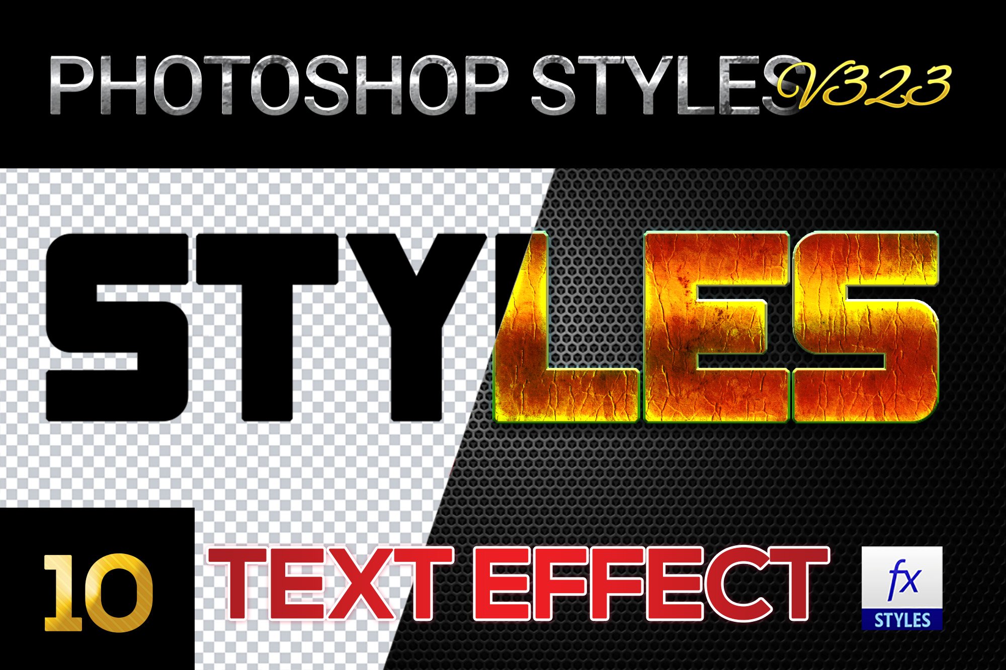 10 creative Photoshop Styles V323cover image.