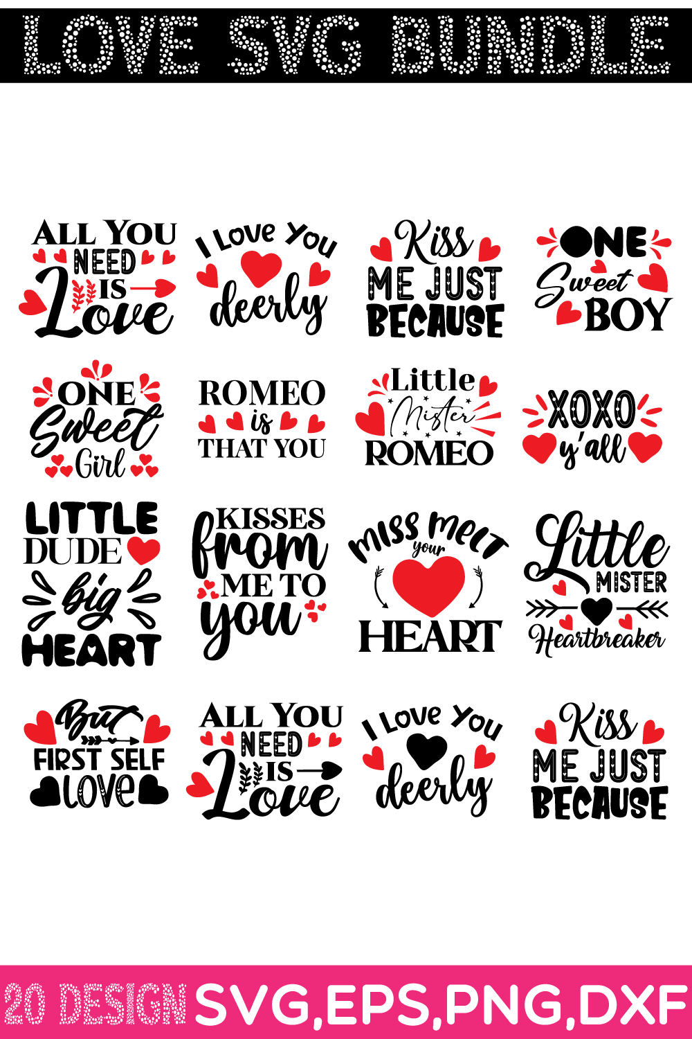 Love SVG Bundle pinterest preview image.