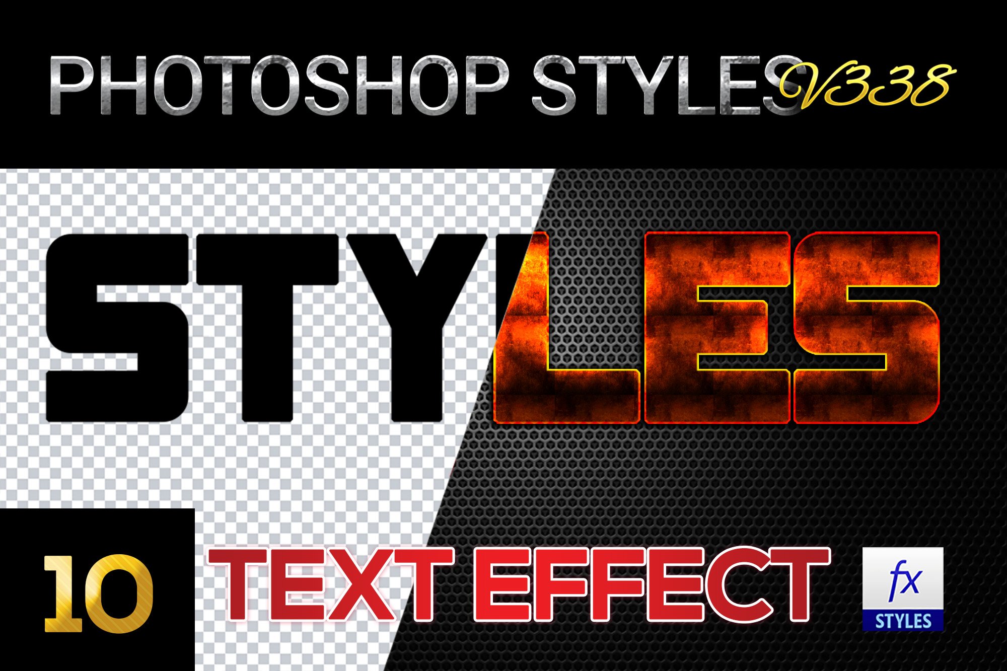 10 creative Photoshop Styles V338cover image.