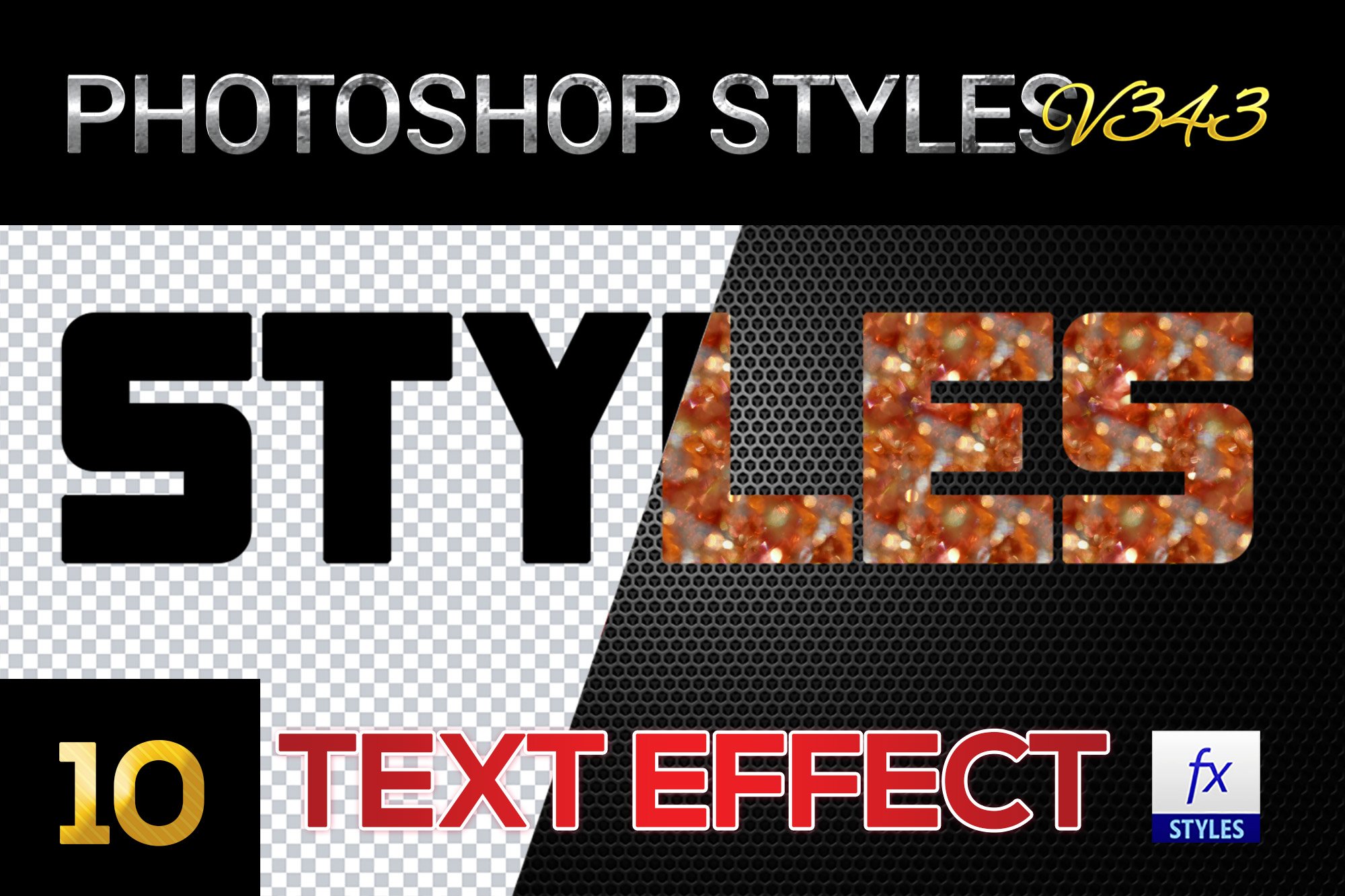 10 creative Photoshop Styles V343cover image.